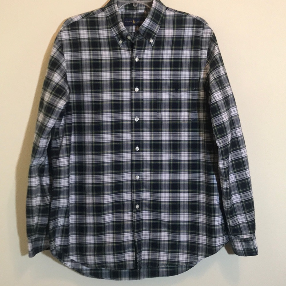 Ralph Lauren Green and Gray Button Down Size Large